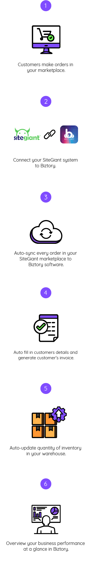 how does biztory and sitegiant integration work