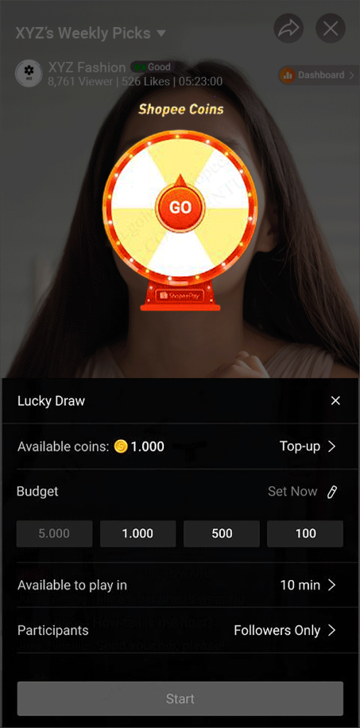Shopee Coins to attract viewers in live stream.
