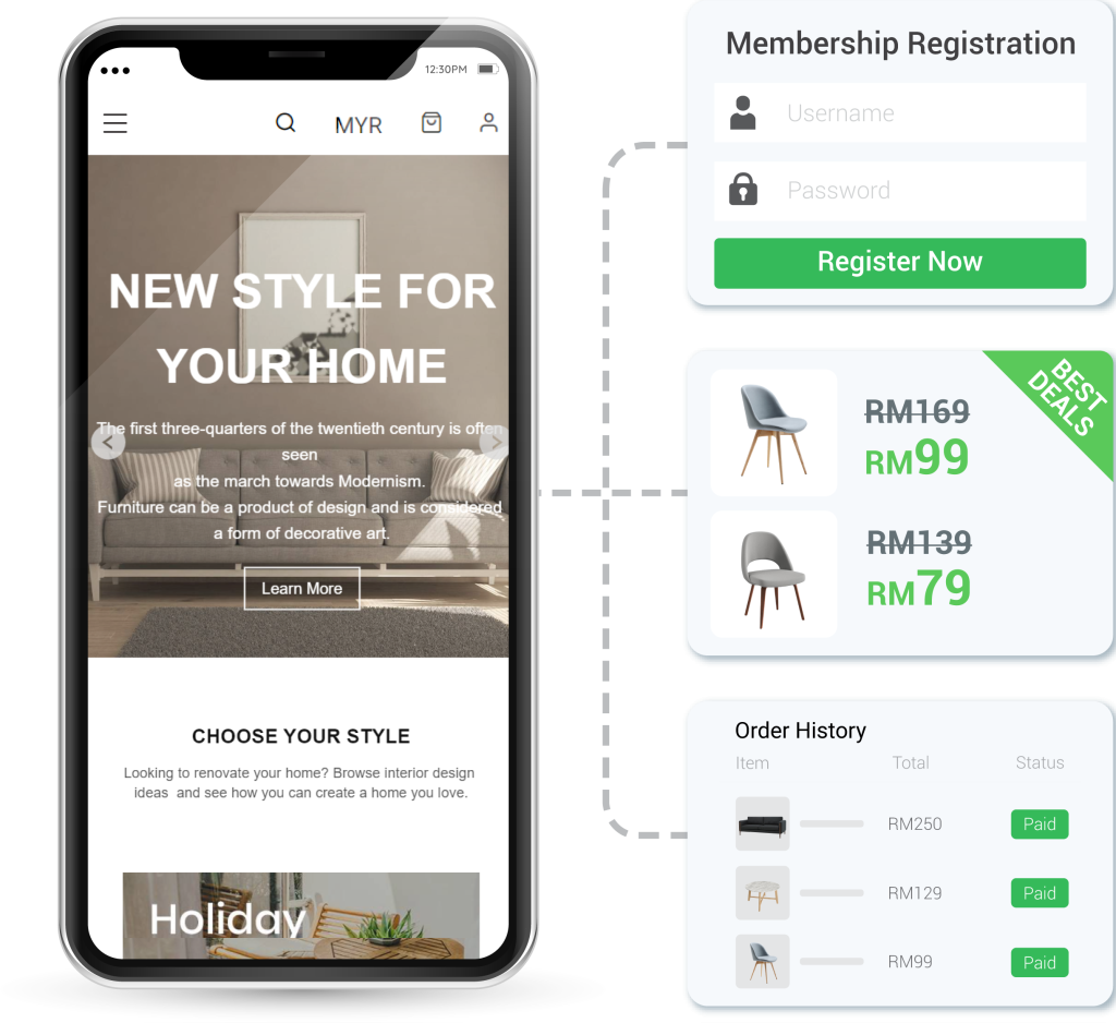 loyalty program in mobile membership and shopping app. 