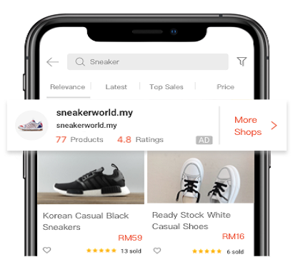 Shopee shop search ads to boost store traffic.