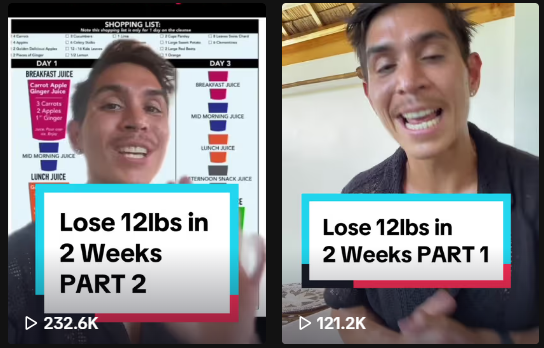A TikTok creator sharing a content series on losing weight to get more followers.