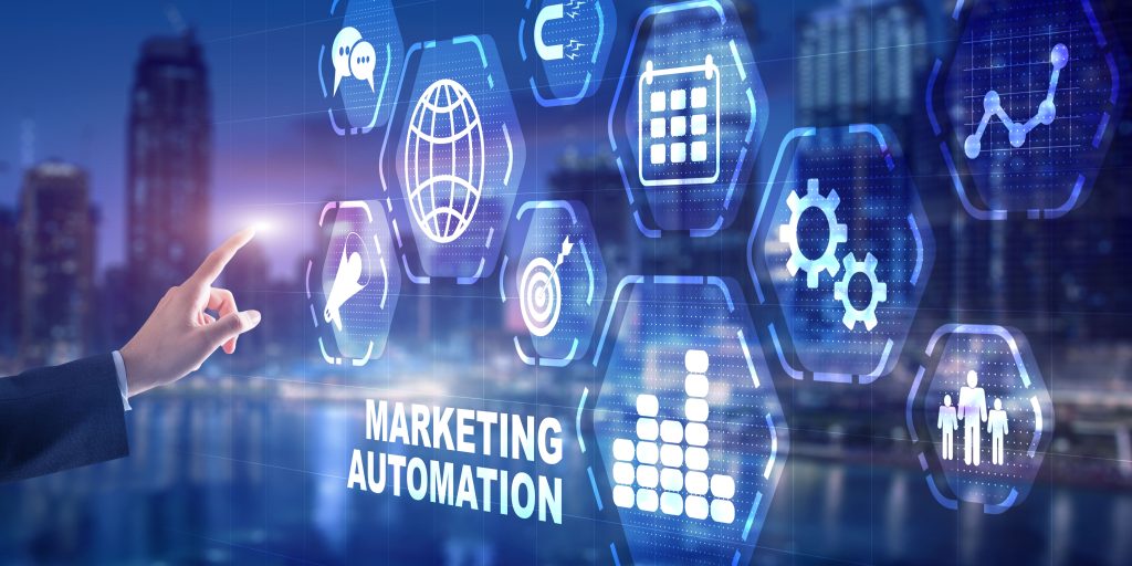 Man use marketing automation on business techonolgy