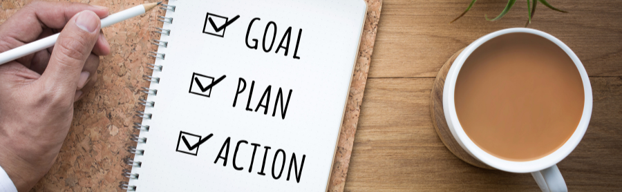 record goal, plan and action in a notebook