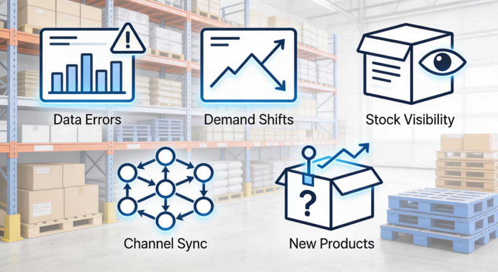 Malaysian SME business owner facing fluctuating demand, inconsistent sales data, and limited forecasting tools, making inventory forecasting difficult.
